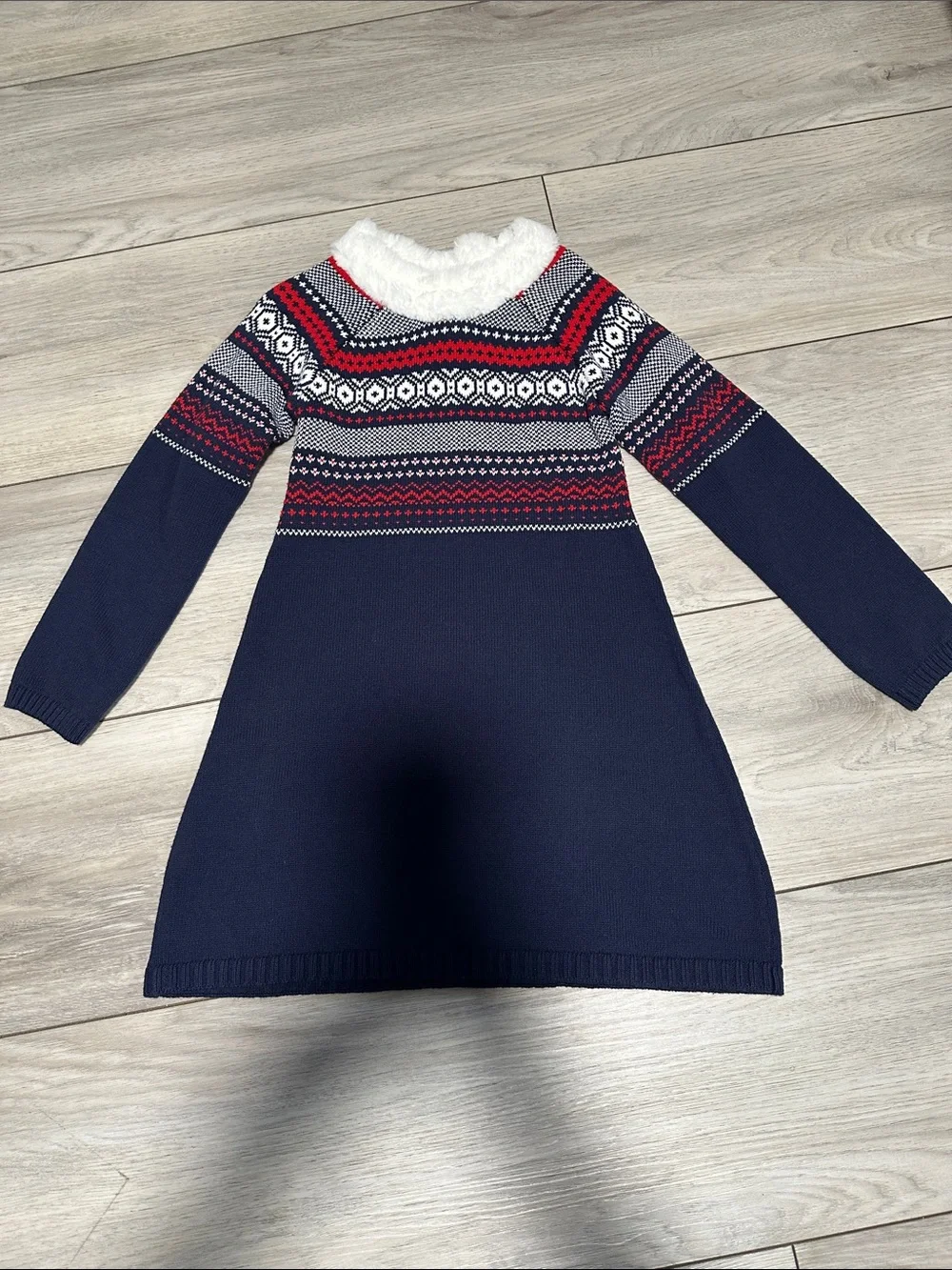 Gymboree Navy Fair Isle Knit Dress with Red and White Accents